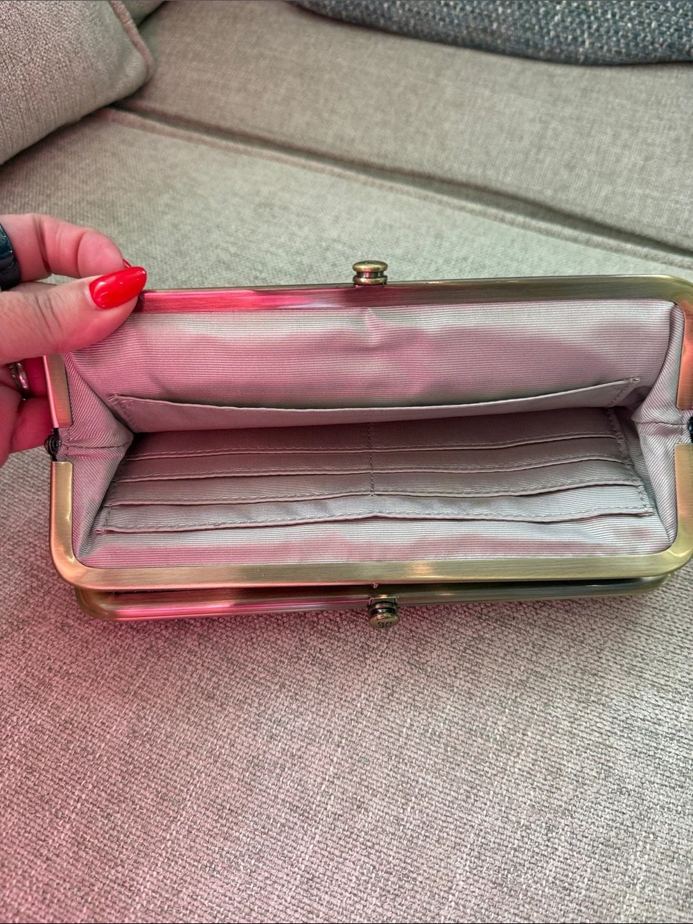 HOBO Snake-Print Clutch in Black and White with Gold Frame